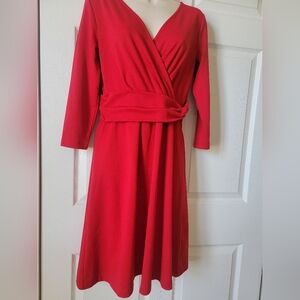 LANDS' END‎ RED 3/4 SLEEVE DRESS (sz 2-4)